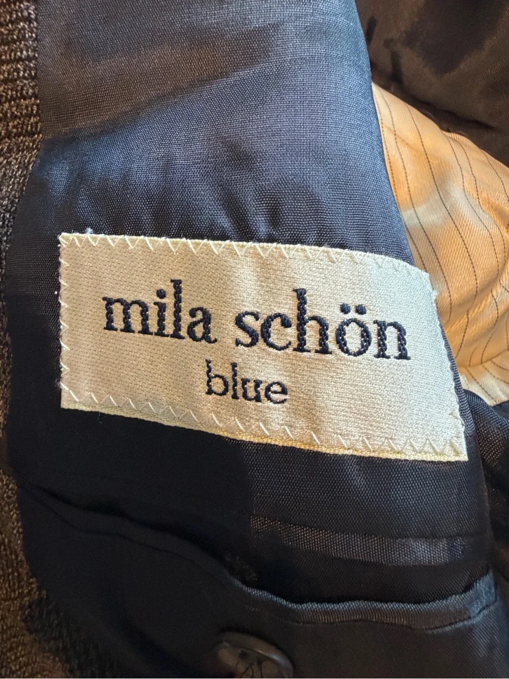 Mens Mila Schon Blue Three Button Sport Coat Blazer Jacket 50R Italian Made Wool